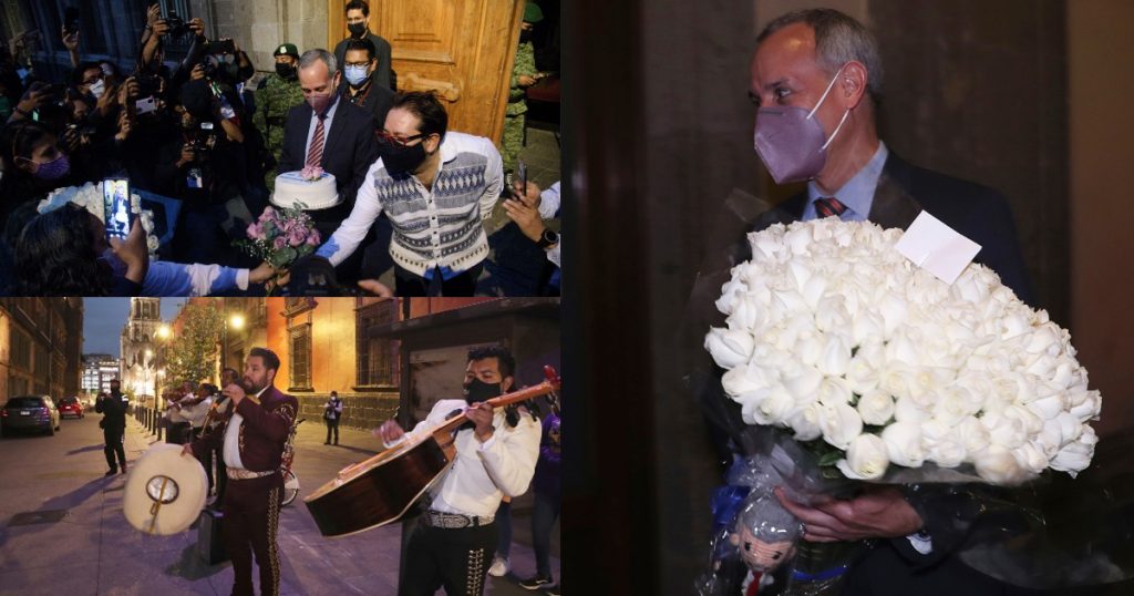 Con mariachis y pastel, despiden a López-Gatell de última conferencia