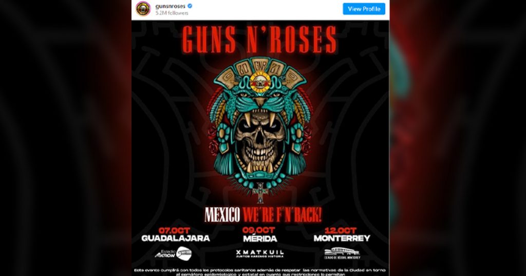 ¡Vuelven Axl Rose y Slash! Guns N' Roses anuncia 3 fechas en México