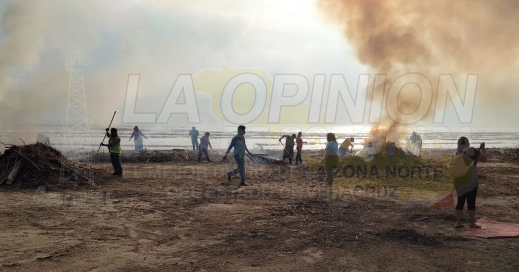Incineran palizada en playa; no se dan abasto para el retiro