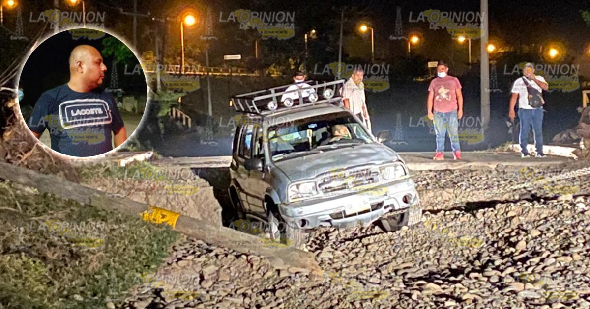 Tracker cae en zanja en carretera al río