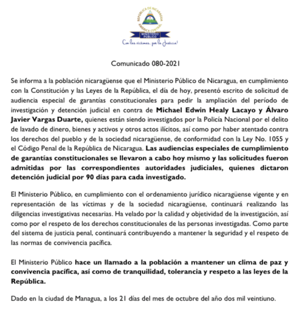 Nicaragua: Detienen a líderes empresariales a dos semanas de las elecciones