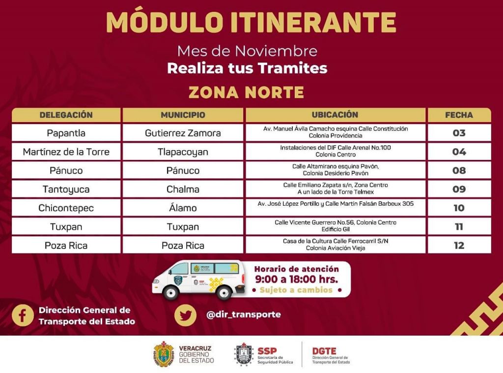 Dirección de Transporte Publico acerca servicios