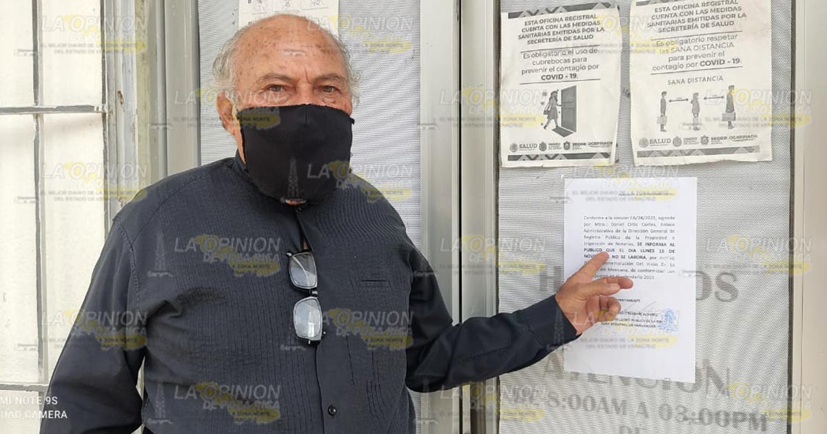 Registro Público sí trabajará el lunes en Pánuco