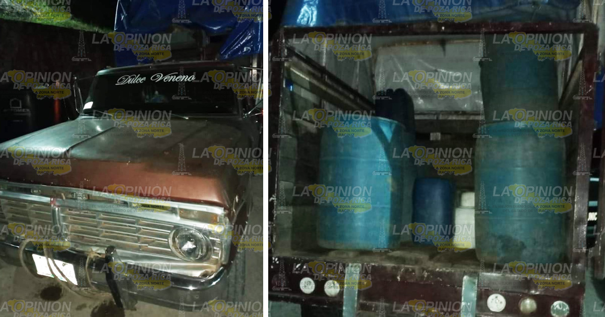 Aseguran camioneta con 900 litros de huachicol en Huauchinango