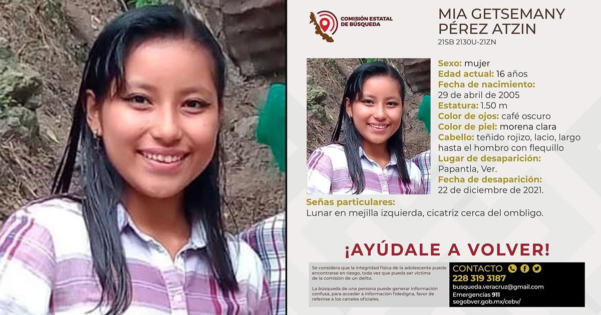 Buscan a Mía Getsemany, adolescente desaparecida en Papantla Buscan a Mía Getsemany, adolescente desaparecida en Papantla