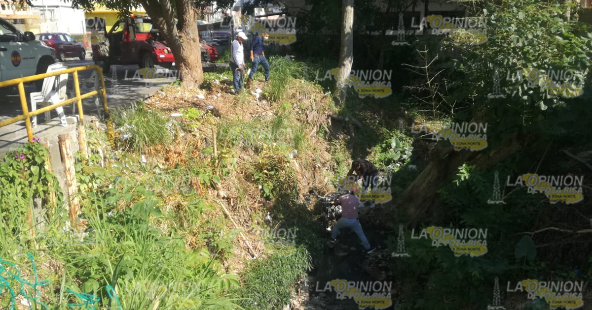 Hallan moto robada en brazo del estero