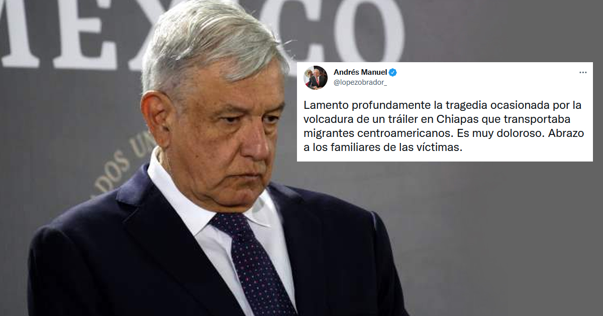 Lamenta AMLO volcadura de tráiler con migrantes en Chiapas