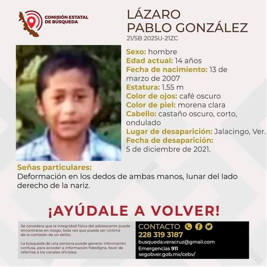 Menor de 14 años se salió de su domicilio