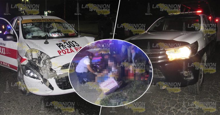 Taxista choca contra patrulla en el 4 ½ de Poza Rica