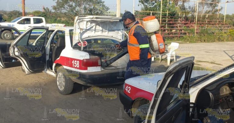 PC Cazones sigue sanitizando taxis por la pandemia de COVID-19