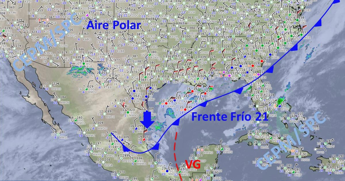 Frente Frío 21 causará lluvias y tormentas en Veracruz