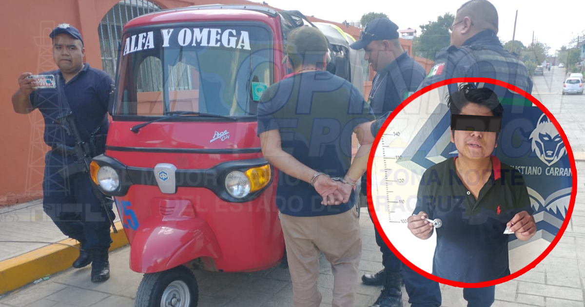 Arrestan a mototaxista por portar estupefacientes