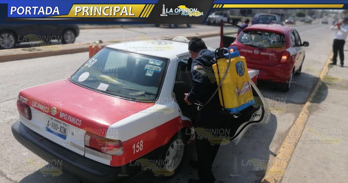 Desinfectan transporte
