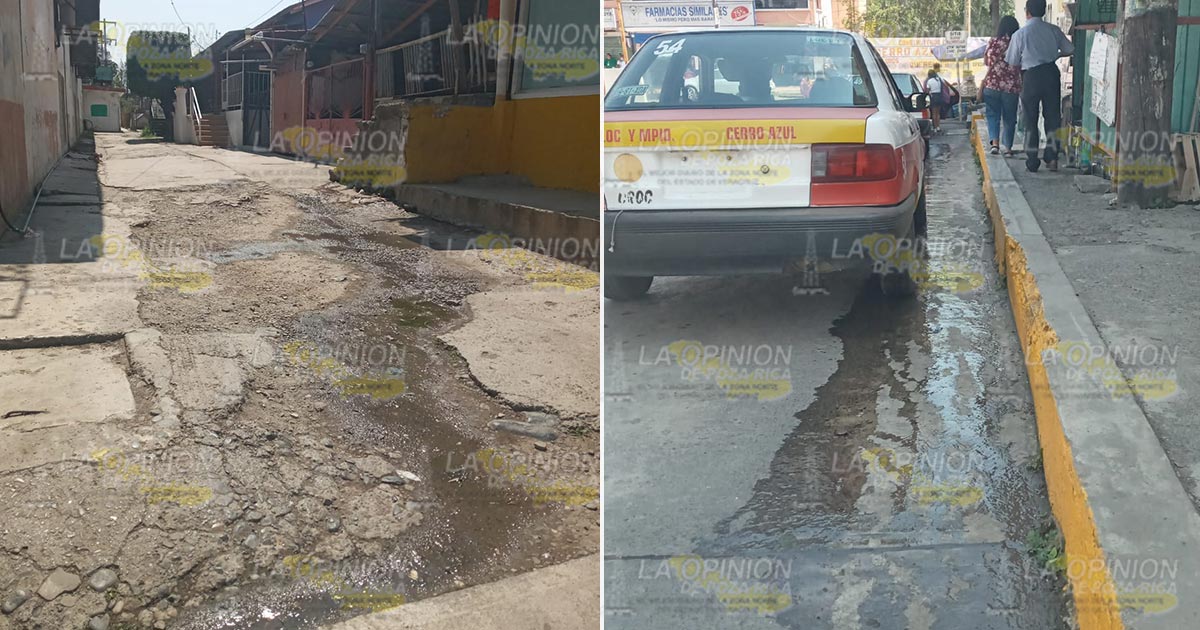 Escurren aguas negras en zona centro de Cerro Azul