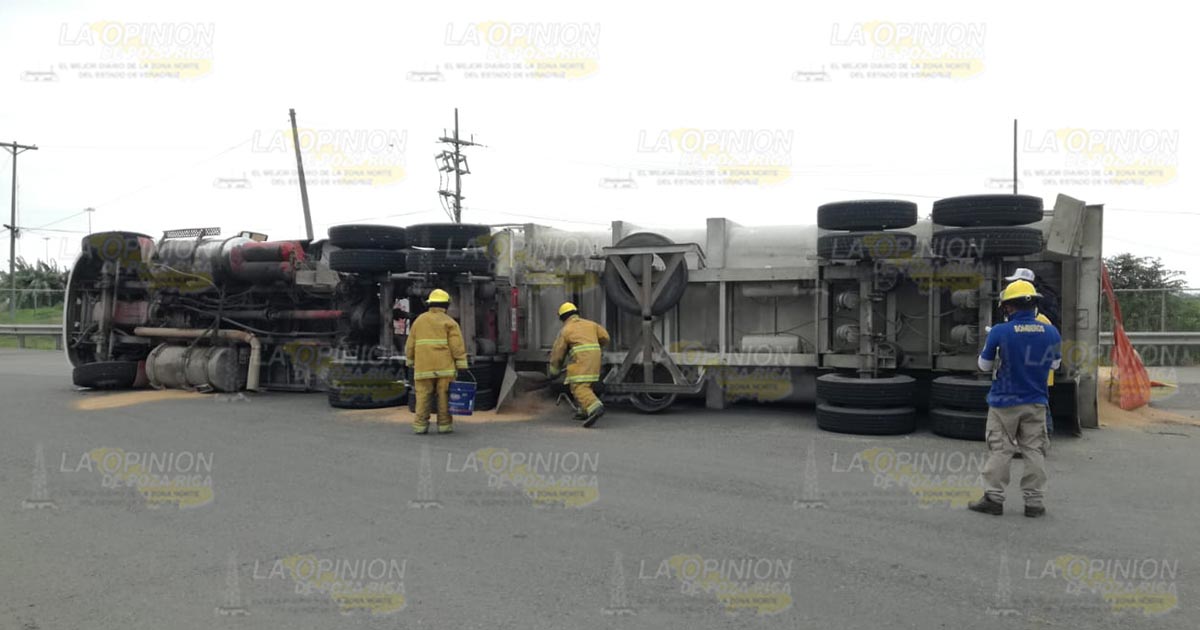 Vuelca tráiler cargado con trigo Vuelca tráiler cargado con trigo 4