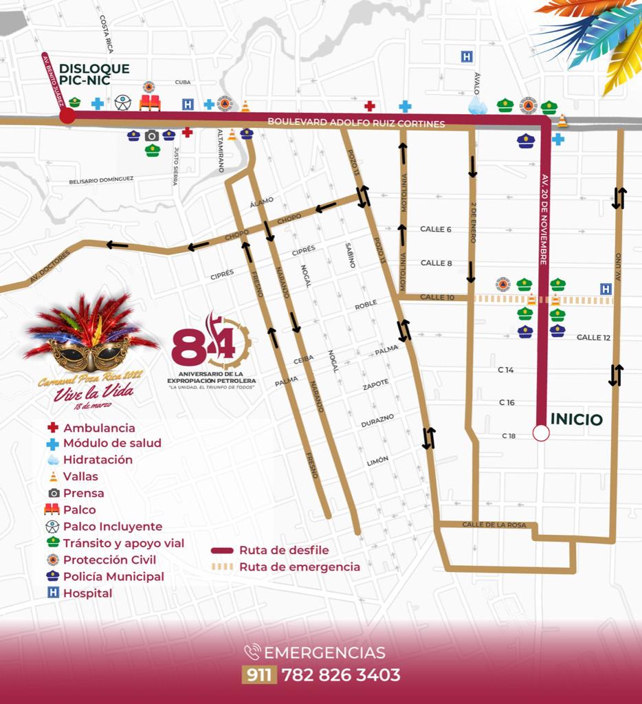 Ayuntamiento informa ruta para desfile del 18 de Marzo en Poza Rica