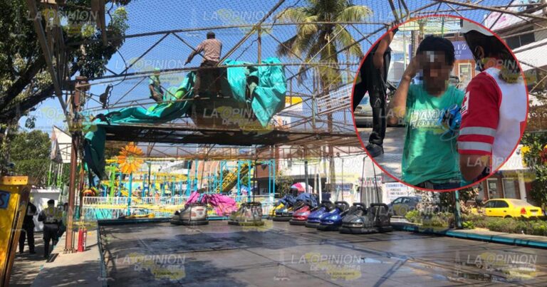 Cae al desarmar los carros chocones en Poza Rica