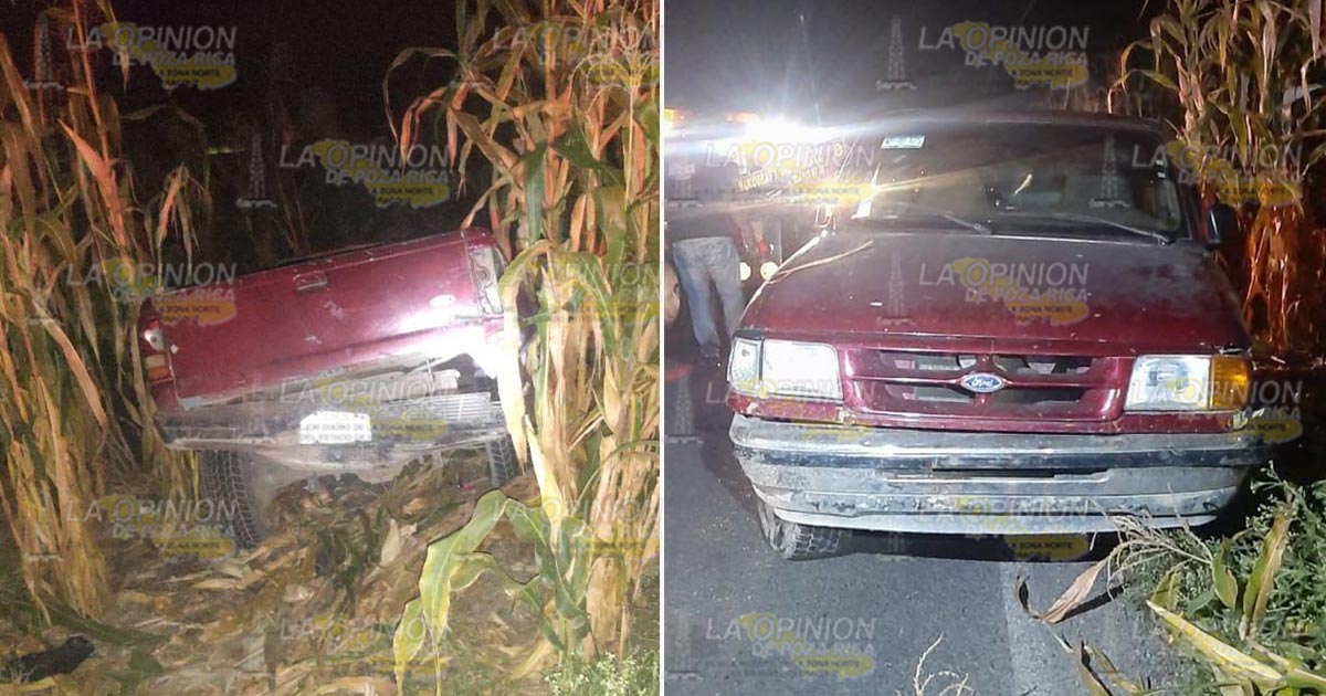 Camioneta termina en un maizal tras una colisión