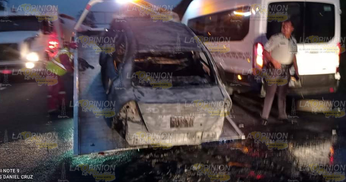 Auto calcinado y 5 lesionados en carreterazo