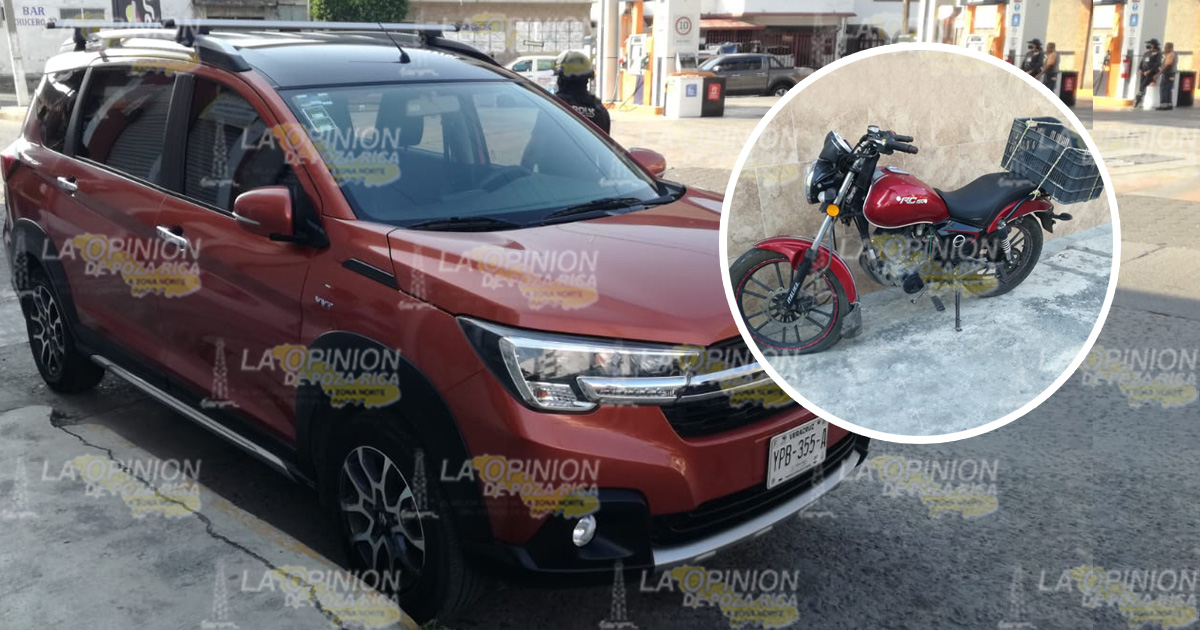 Derrapa y choca con camioneta