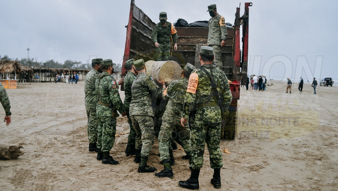 Sacan de la playa de Tuxpan toneladas de palizada