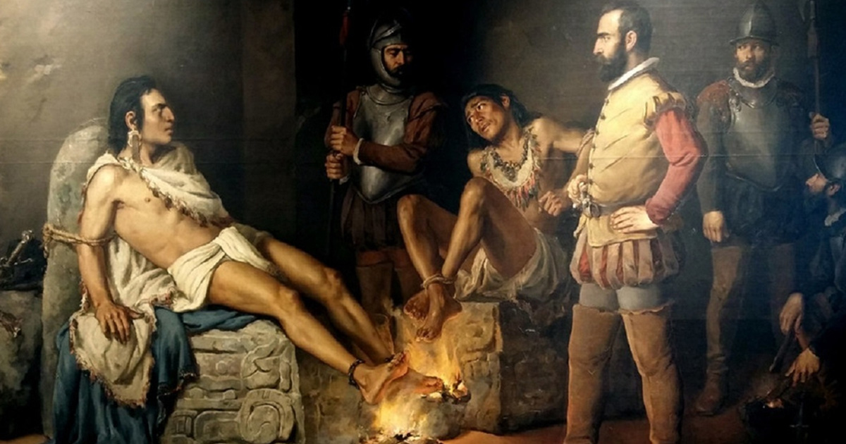 Así es 'El suplicio de Cuauhtémoc', la pintura que inmortalizó al último tlatoani mexica