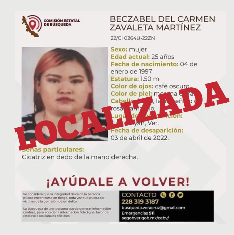 Localizan con vida a Beczabel del Carmen