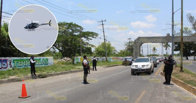 Retenes y vigilancia aérea en Coatzintla