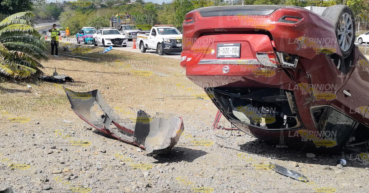 Vuelca automóvil en la México Tuxpan