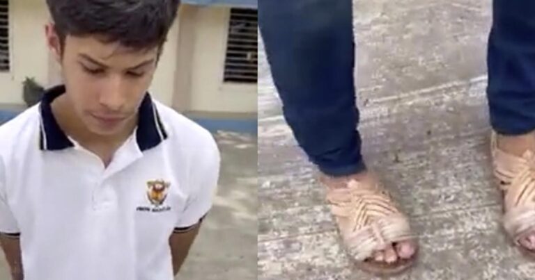 Se burla de amigo por usar tenis piratas y su papá lo obliga a ir a la escuela en chanclas