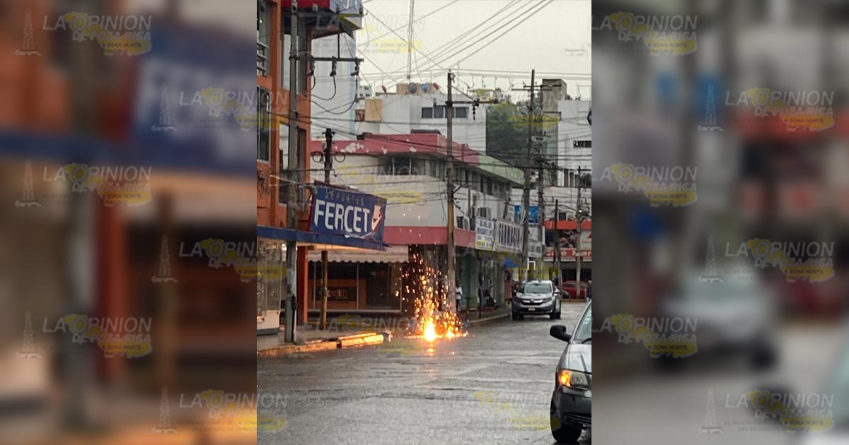 Pánico y alarma causa cable de alta tensión tirado en pleno centro