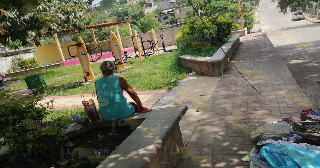 Parques familiares de Coatzintla, lucen abandonados entre basura y maleza