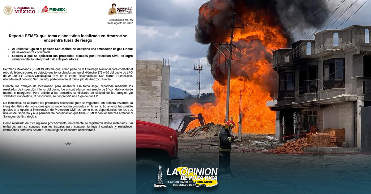 toma clandestina se encuentra fuera de riesgo