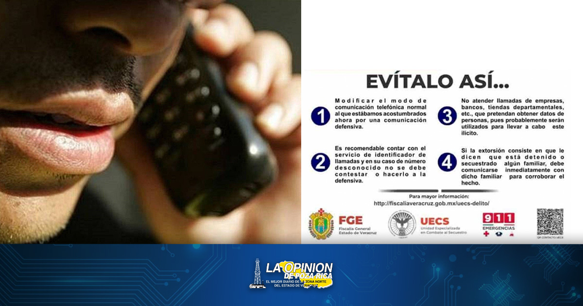 Aumentan llamadas de extorsión en la zona