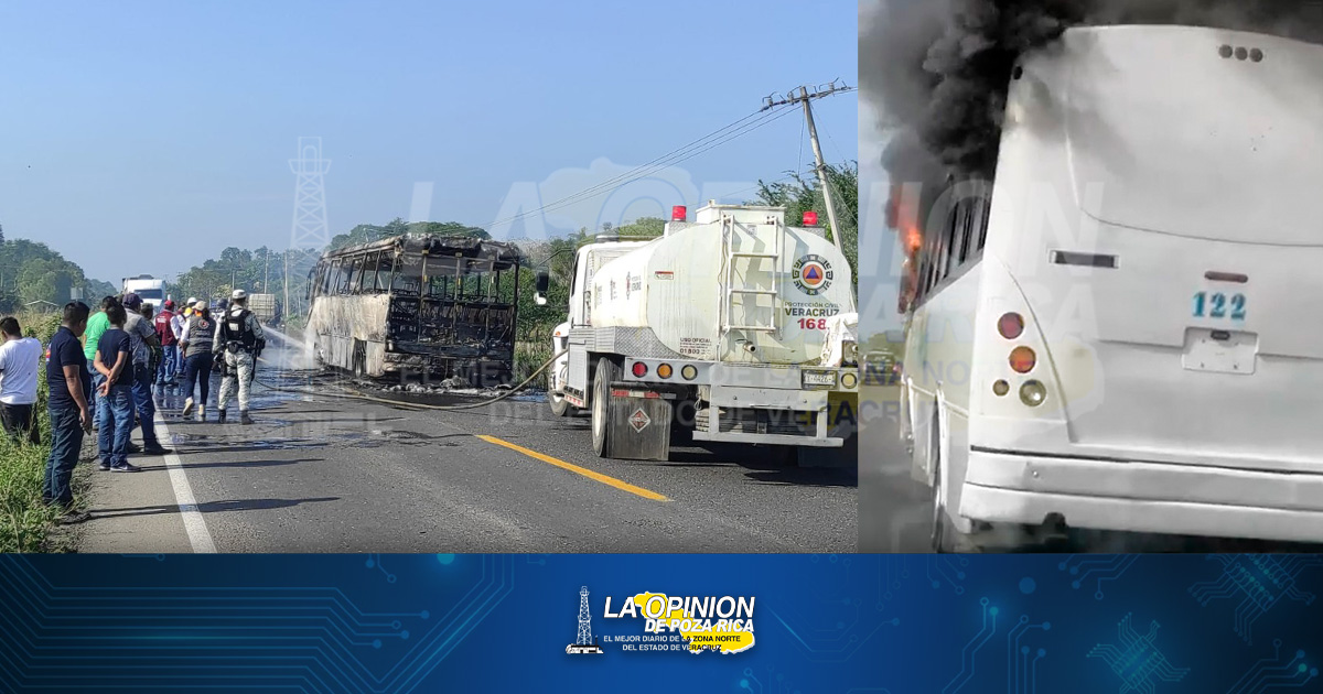 Arde autobús en plena carretera
