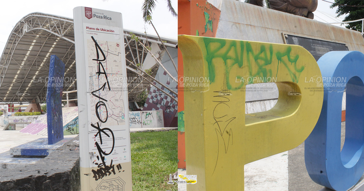 Llenan de graffiti la plaza cívica 18 de Marzo