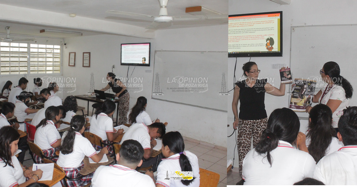 Imparten platicas a estudiantes contra las adicciones.