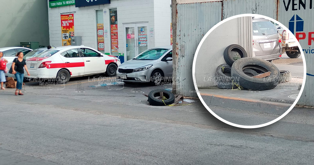 Aparecen montones de llantas en calles del centro de la ciudad