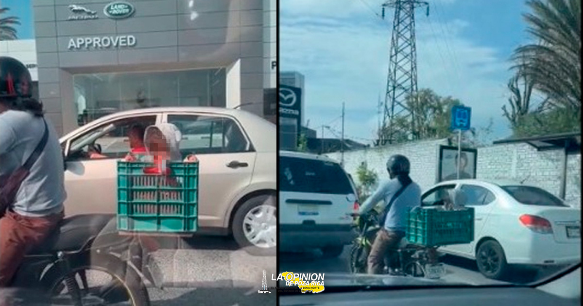 Causa indignación hombre que llevaba a una menor sin casco sobre una caja