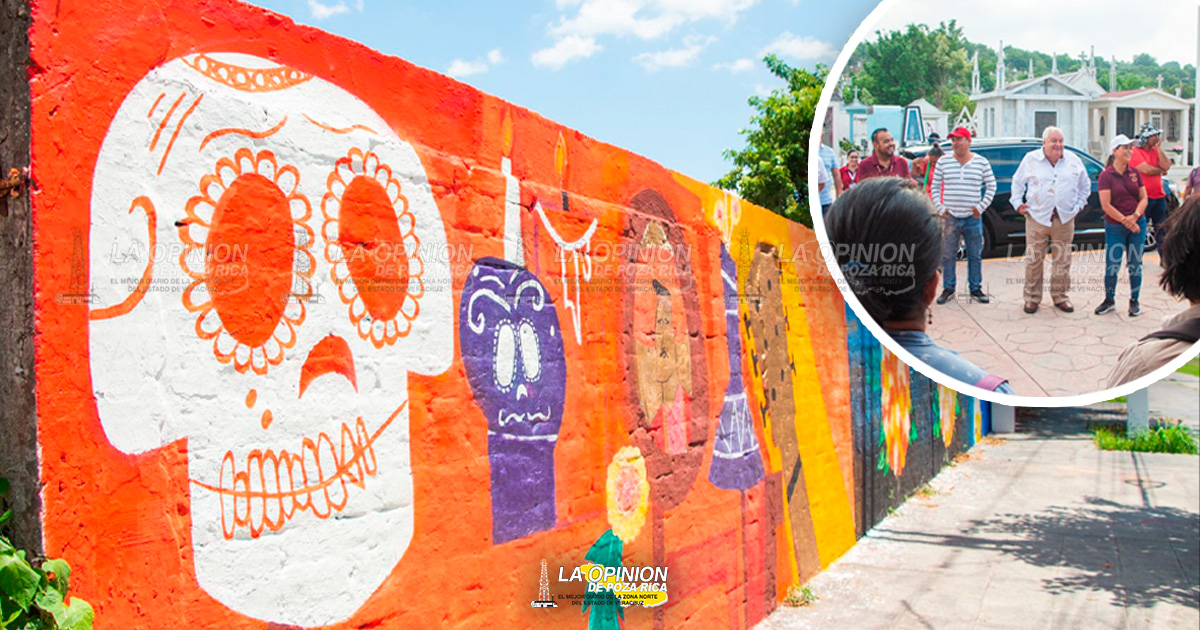 Pintan murales de Día de Muertos