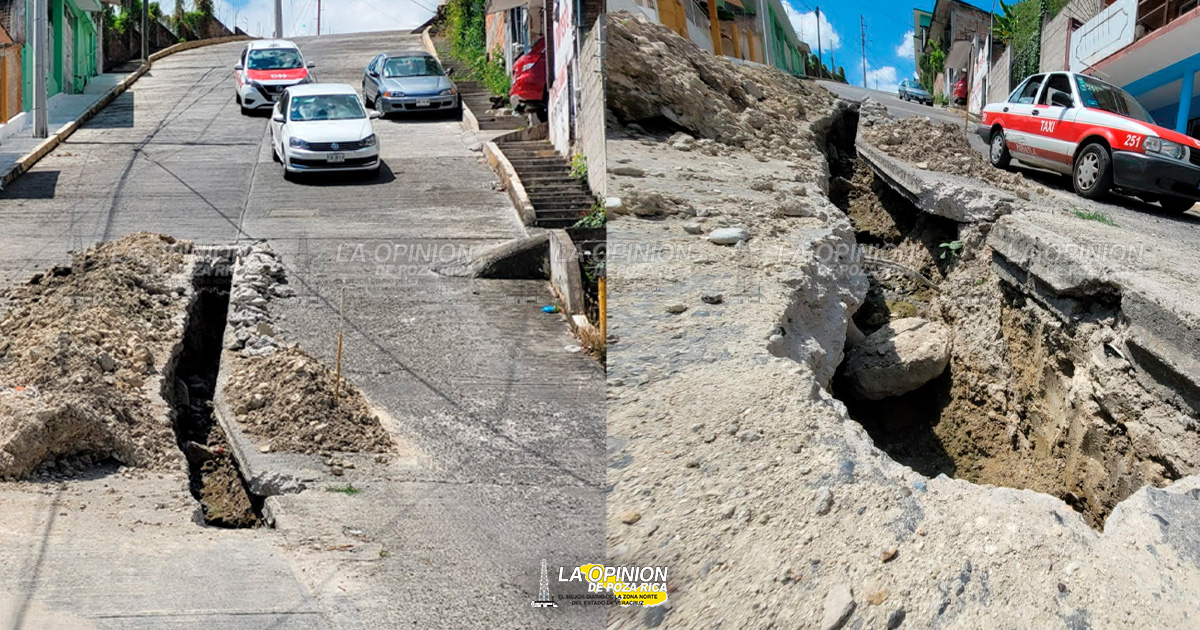 CAEV deja zanja a mitad de la calle Moctezuma