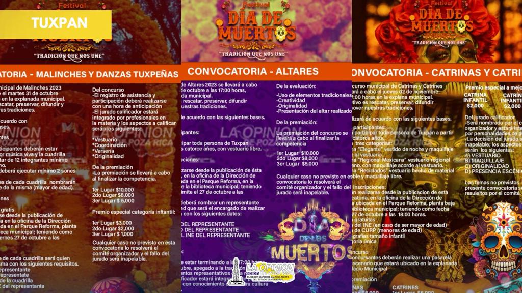 Diversidad de eventos por festival Día de Muertos