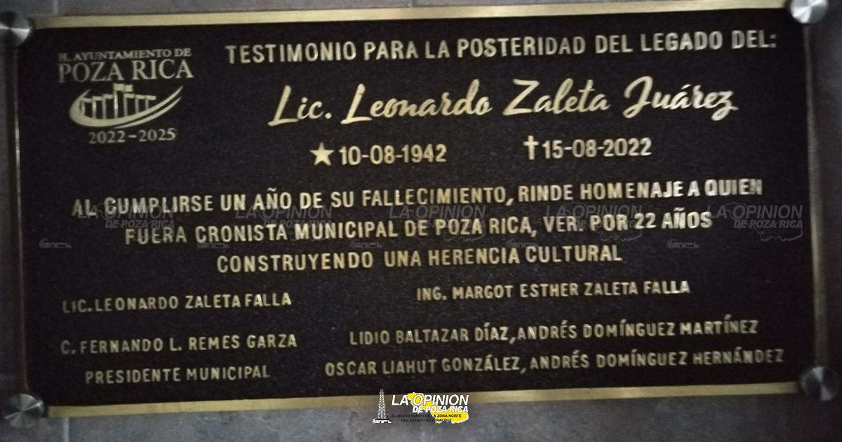 Rinden homenaje a Leonardo Zaleta y develan placa en su honor