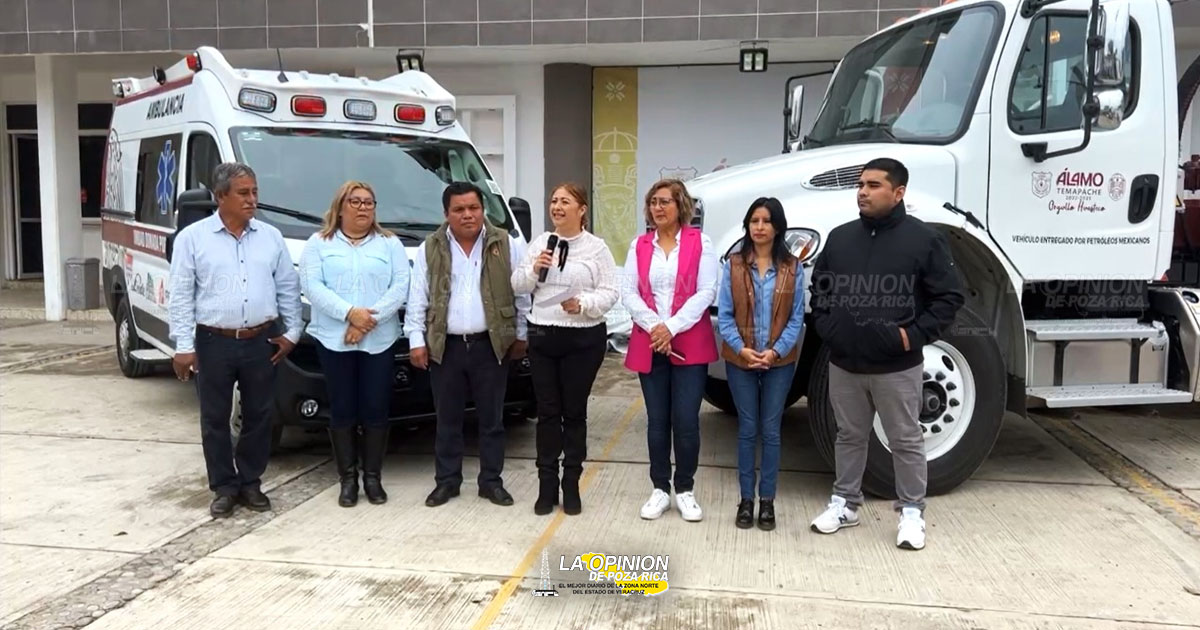 Camión tipo Vactor y ambulancia dona Pemex a Álamo
