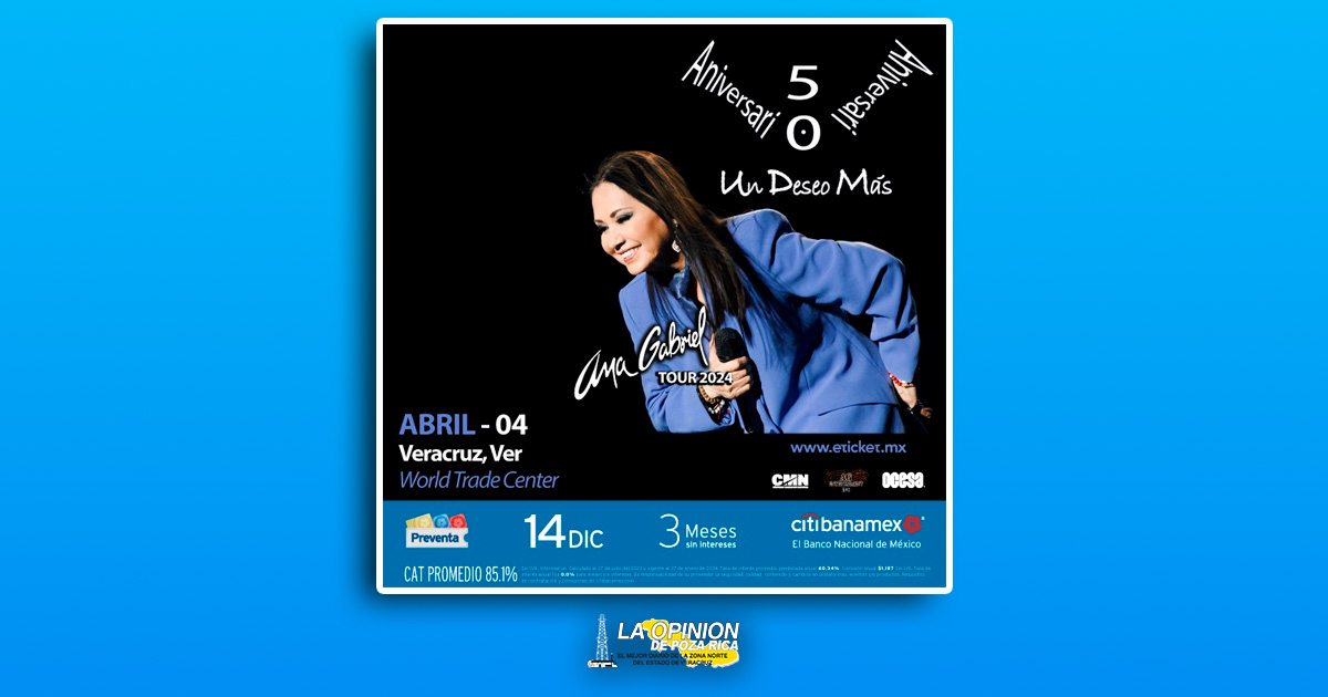 En abril del 2024 Ana Gabriel dará concierto en Veracruz
