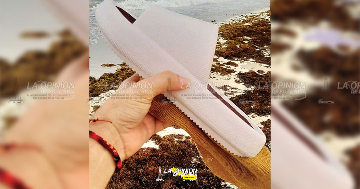 Con sargazo, crean sandalias en Playa del Carmen