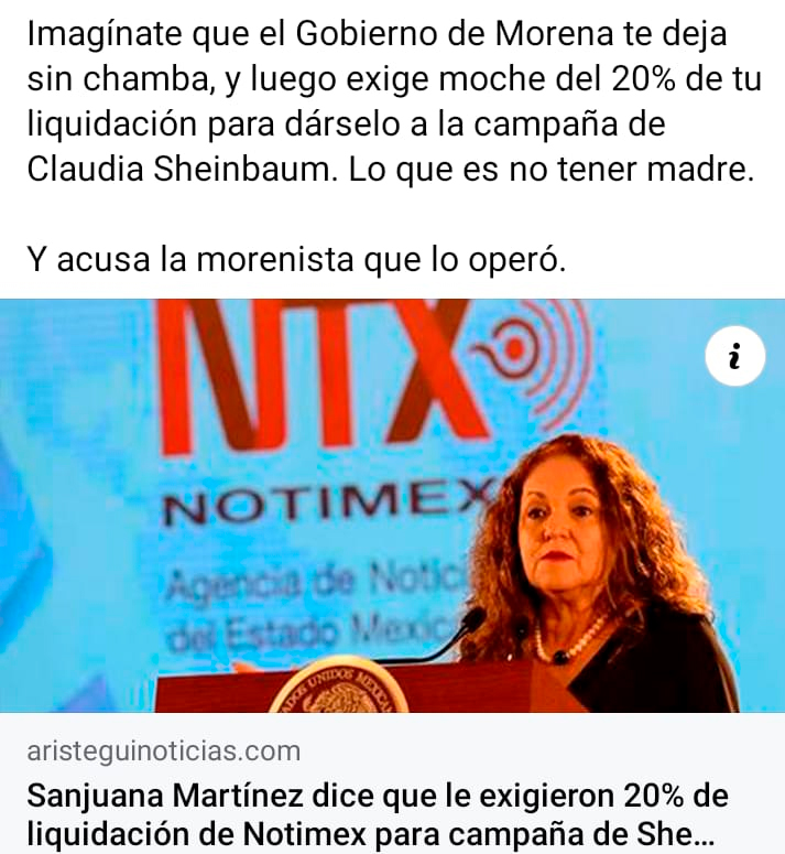 Sanjuana Martínez responde a la solicitud de AMLO de presentar pruebas sobre presuntos "moches" para la campaña de Sheinbaum