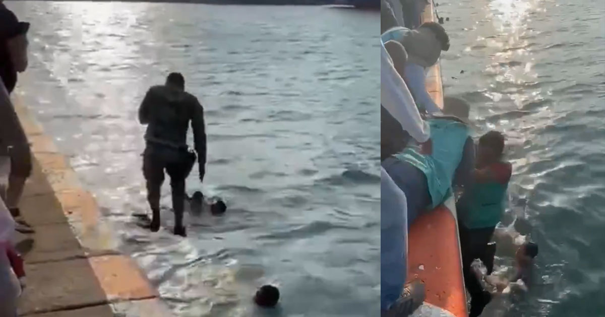 Bebé cae al mar frente al malecón