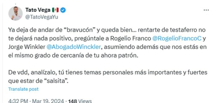 Advertencia del líder estatal de Fuerza por México a Arturo Castagne