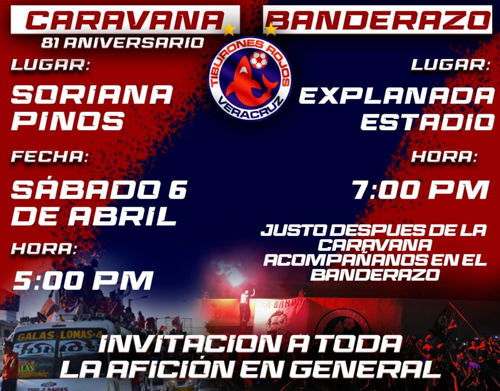 Caravana para festejar 81 aniversario de los Tiburones Rojos de Veracruz